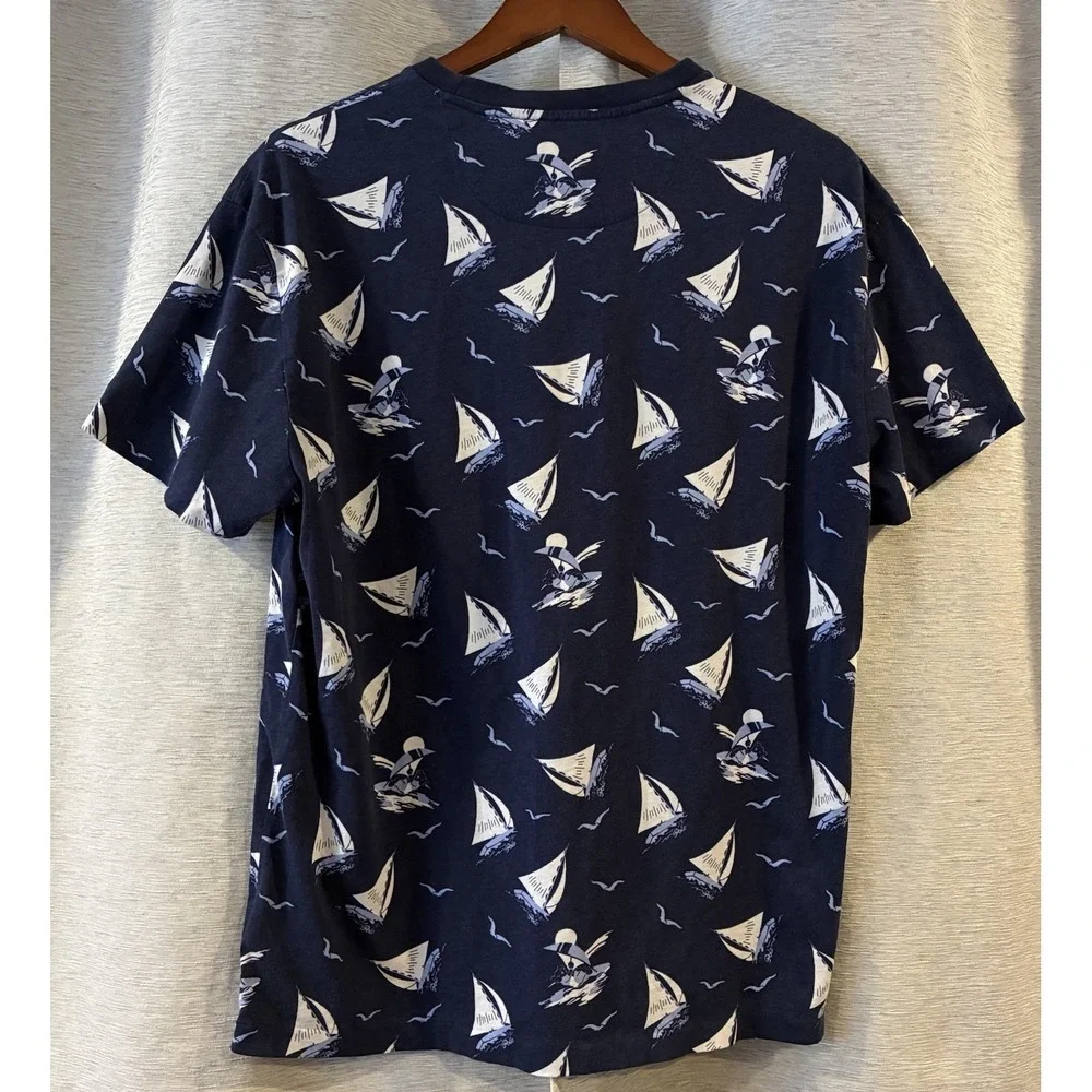Polo Ralph Lauren Nautical T-Shirt Mens Sz M Navy‎ Sailboat Print Pony